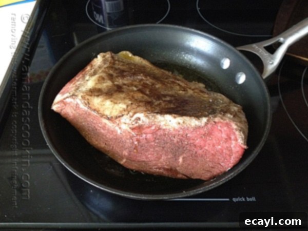 Velvet Brandy Pot Roast 7 Sear the meat in a skillet of hot oil