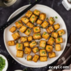 Crispy Golden Tofu 12 Close up photo of a plate of Fried Tofu