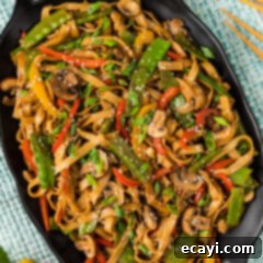 Savory Vegetable Lo Mein 12 Close up photo of a platter of Vegetable Lo Mein