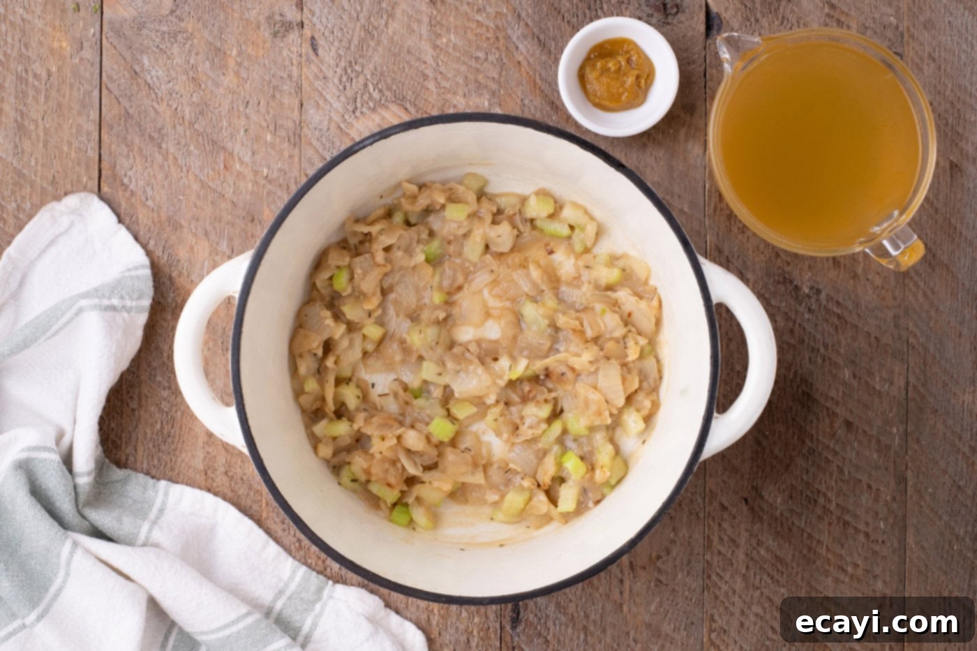 Hearty Chicken Pot Pie Pasta 7 sauteed veggies in a pot thickened with flour to create a roux