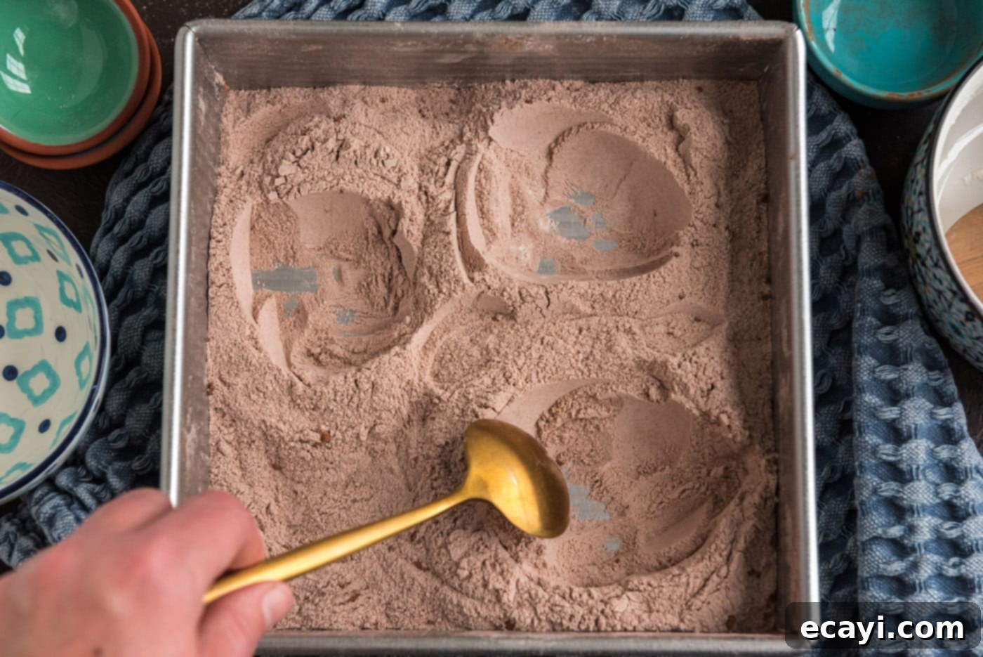 Miracle Mix Cake 7 creating holes in wacky cake dry mix