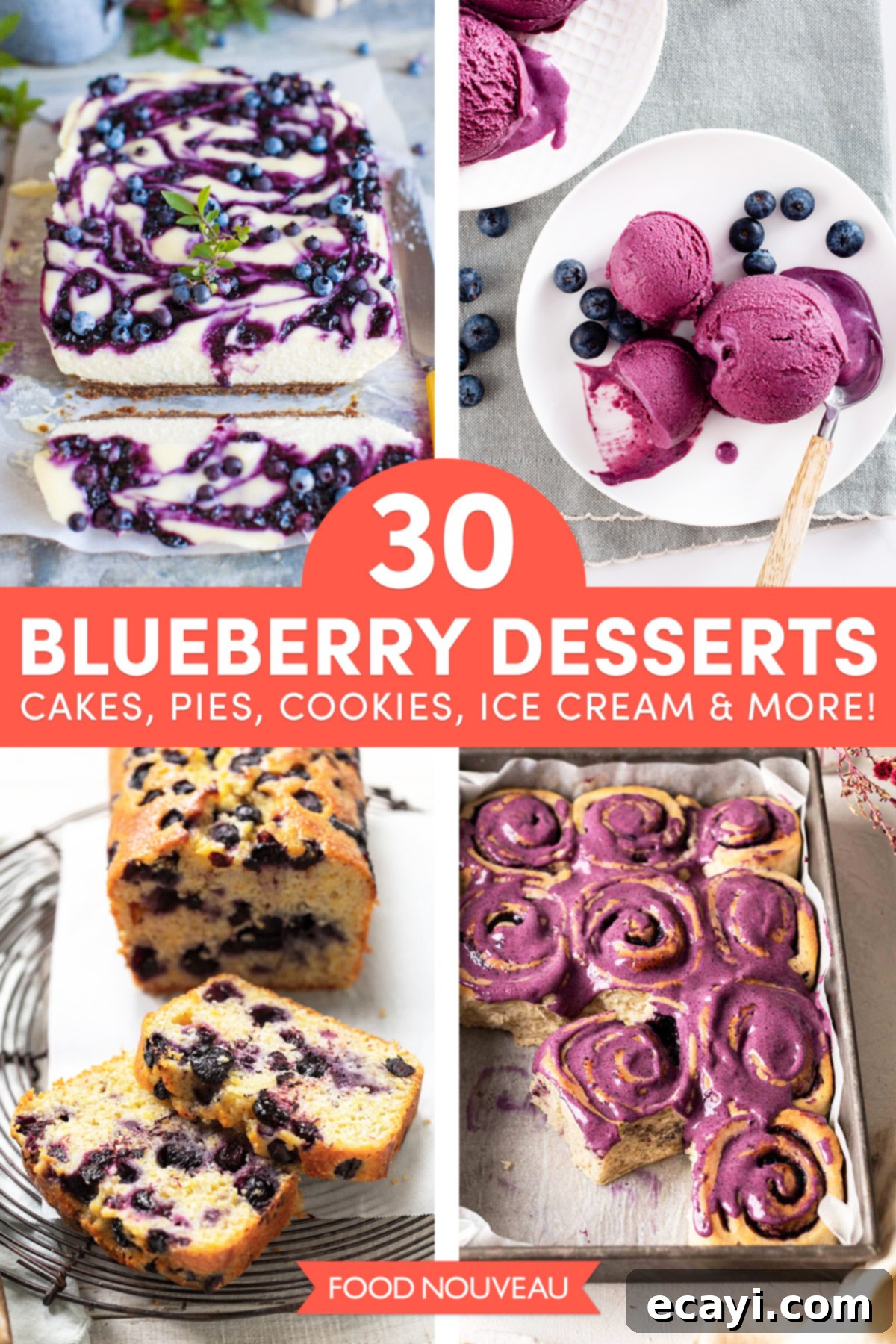 Velvety Blueberry Spread 6 Collage of various luscious blueberry dessert recipes, including cakes, pies, and tarts.