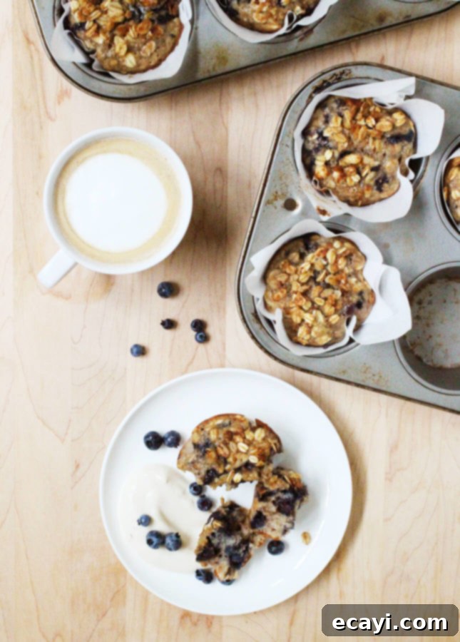 Blueberry Banana Burst Muffins 3 Wholesome Blueberry Banana Muffins // FoodNouveau.com