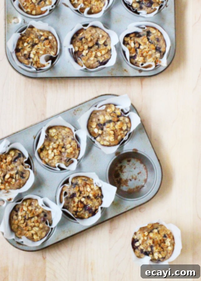 Blueberry Banana Burst Muffins 5 Wholesome Blueberry Banana Muffins // FoodNouveau.com