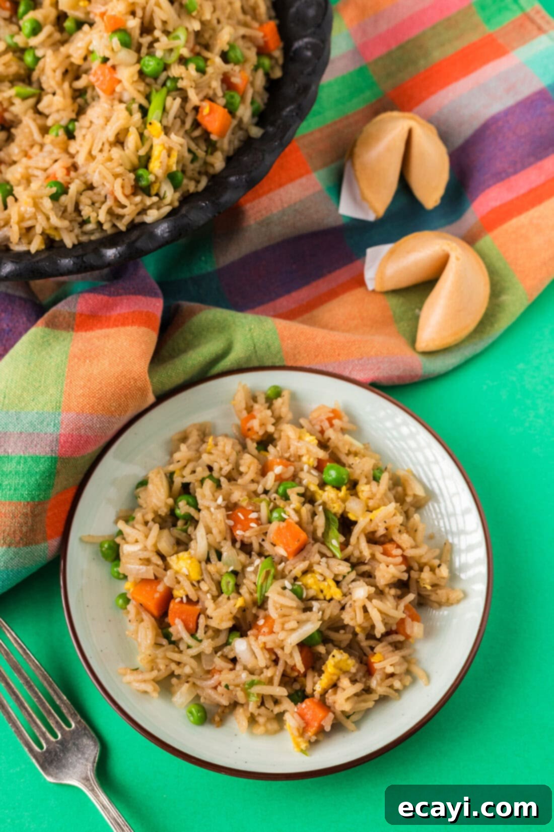 Golden Fried Rice Delights 14 Plate of Vegetable Fried Rice, beautifully arranged for serving