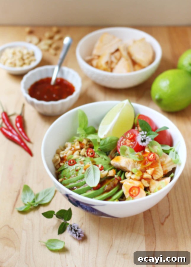 Vibrant Chili-Lime Salmon Noodle Bowl 3 Healthy Salmon Noodle Bowl with Chili-Lime Dressing // FoodNouveau.com