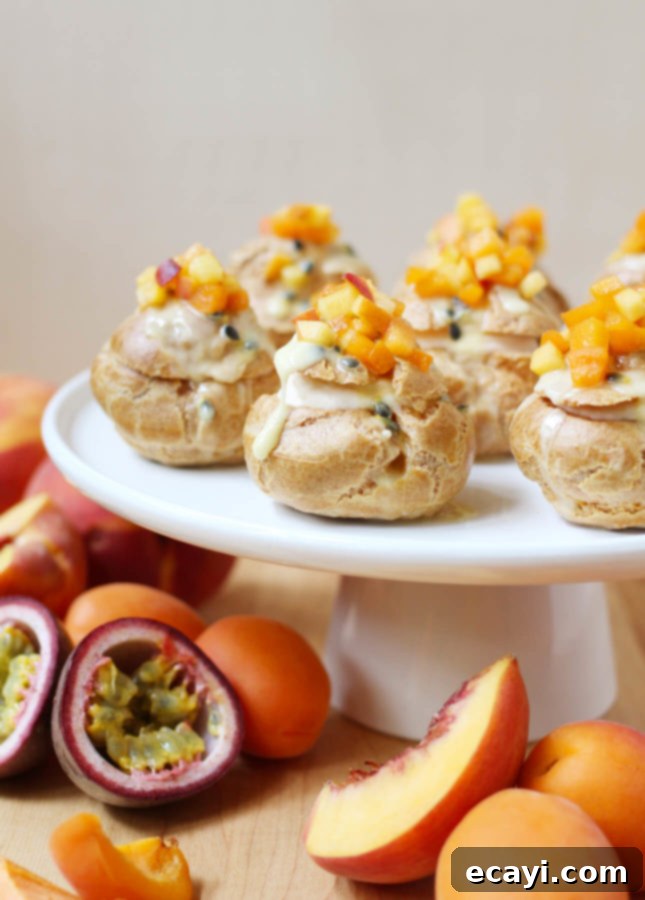 Çarkıfelek, Kayısı ve Şeftalili Ekler 9 Apricot, Peach, and Passion Fruit Cream Puffs // FoodNouveau.com