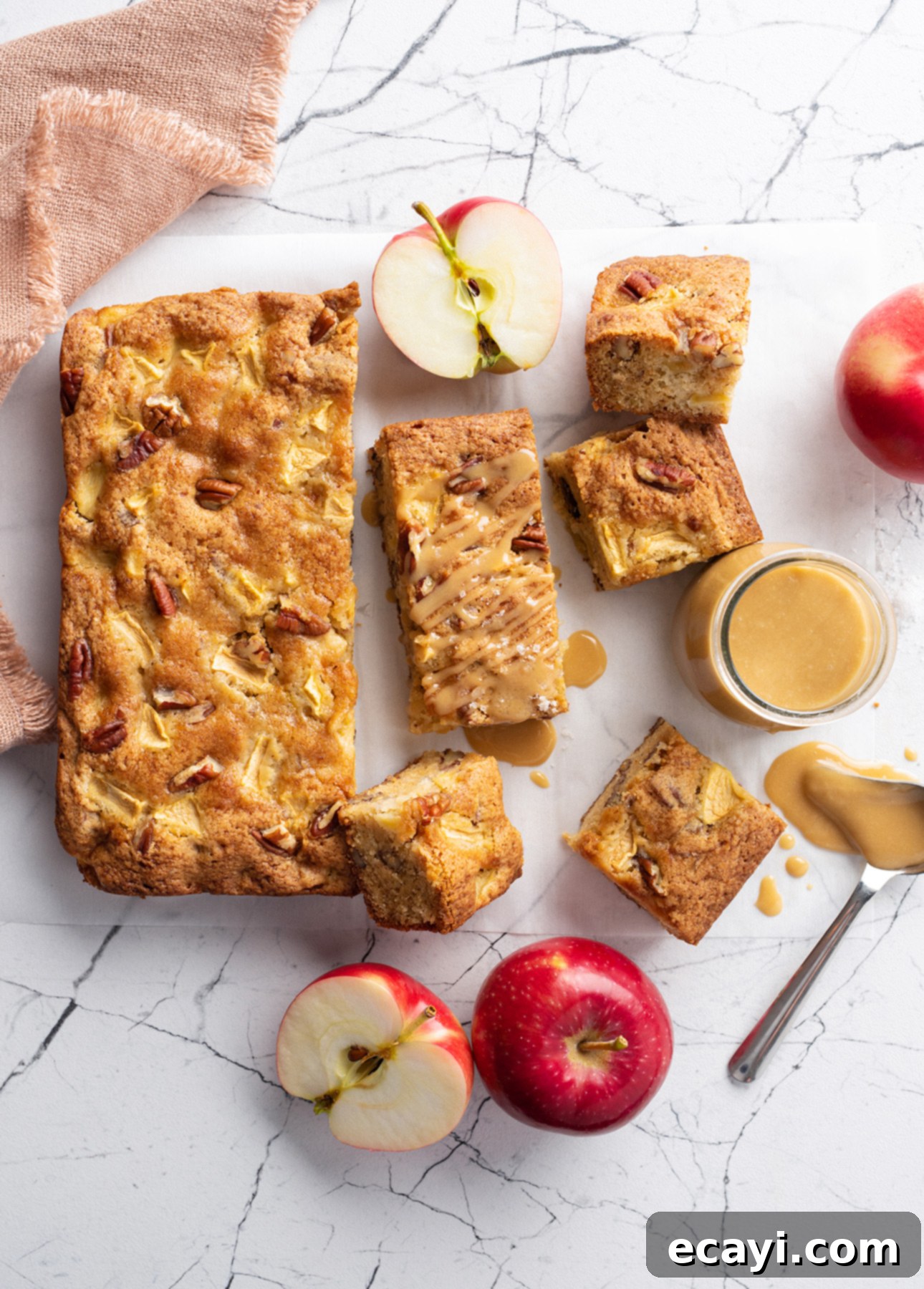 Brown Butter Apple Blondies, Draped in Salted Butterscotch 2 Brown Butter Apple Blondies with Salted Butterscotch Glaze // FoodNouveau.com
