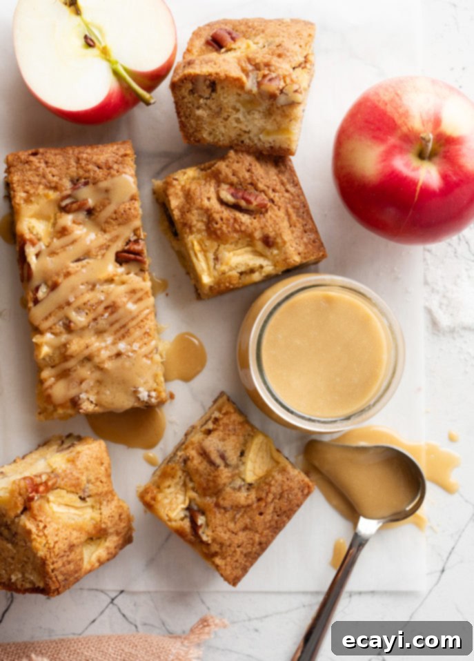 Brown Butter Apple Blondies, Draped in Salted Butterscotch 5 Brown Butter Apple Blondies with Salted Butterscotch Glaze // FoodNouveau.com