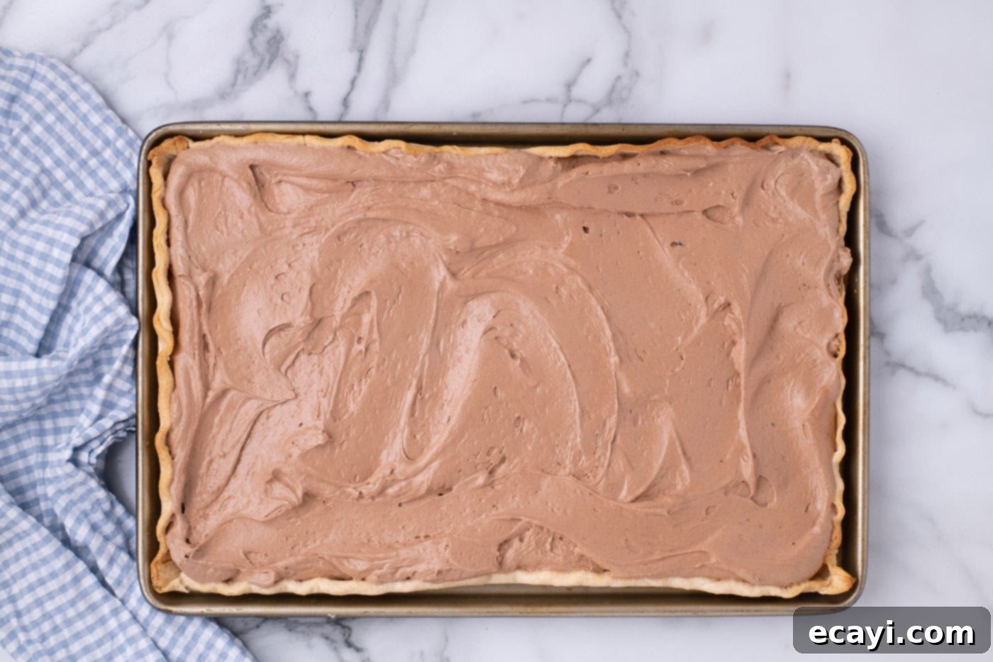 Ultimate French Silk Sheet Pie 14 luscious French silk pie filling spooned into a jelly roll pan