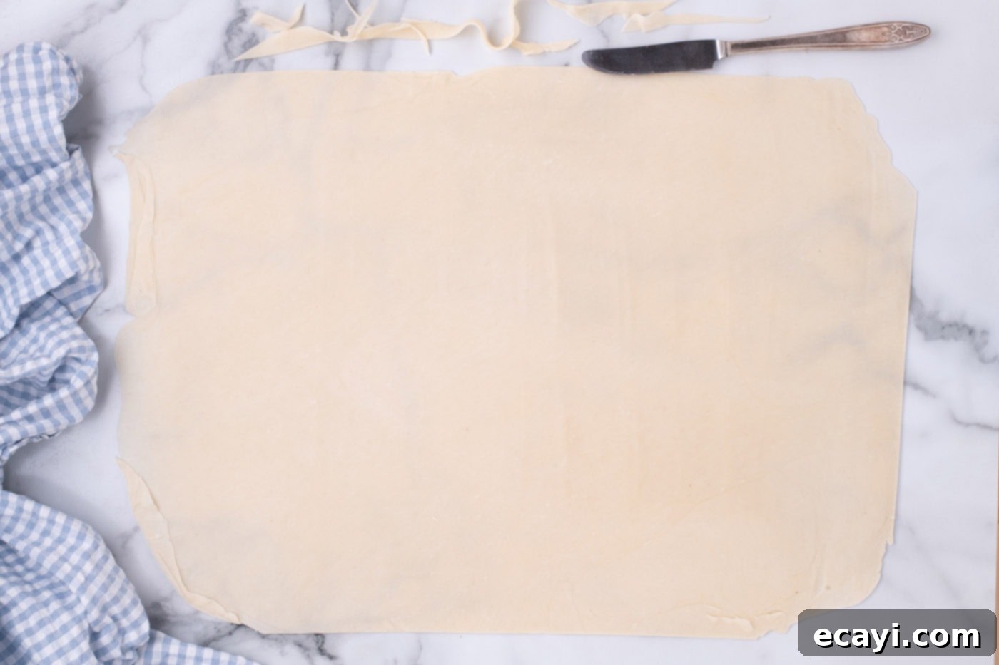 Ultimate French Silk Sheet Pie 5 pie crust formed into a rectangle, ready for the pan