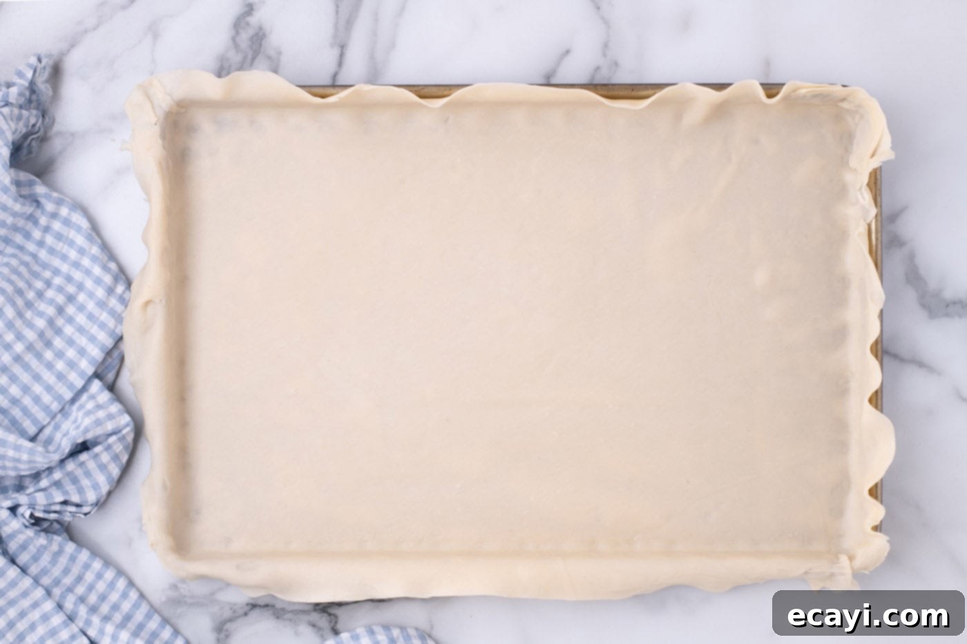 Ultimate French Silk Sheet Pie 7 pie crust meticulously placed in a jelly roll pan