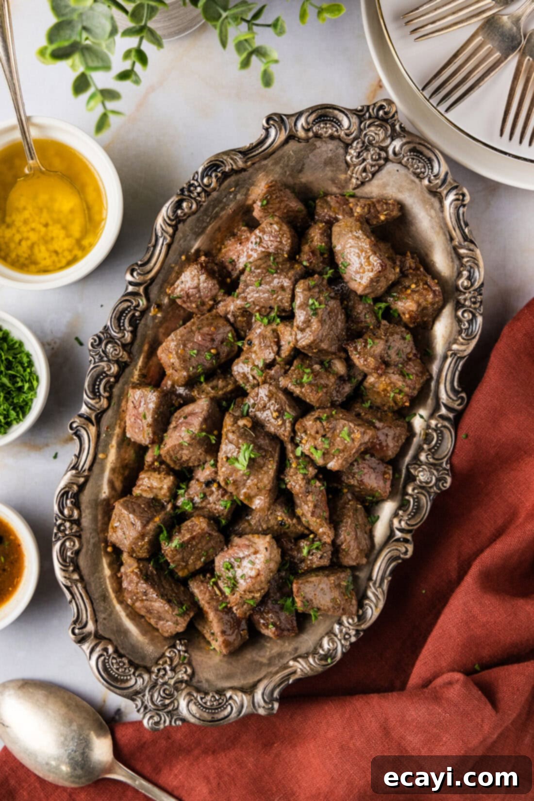 Ultimate Air Fryer Steak Bites 2 Platter of Air Fryer Steak Bites