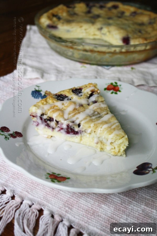 Blackberry Coconut Magic Pie 9 Baked Blackberry Coconut Impossible Pie with streusel topping
