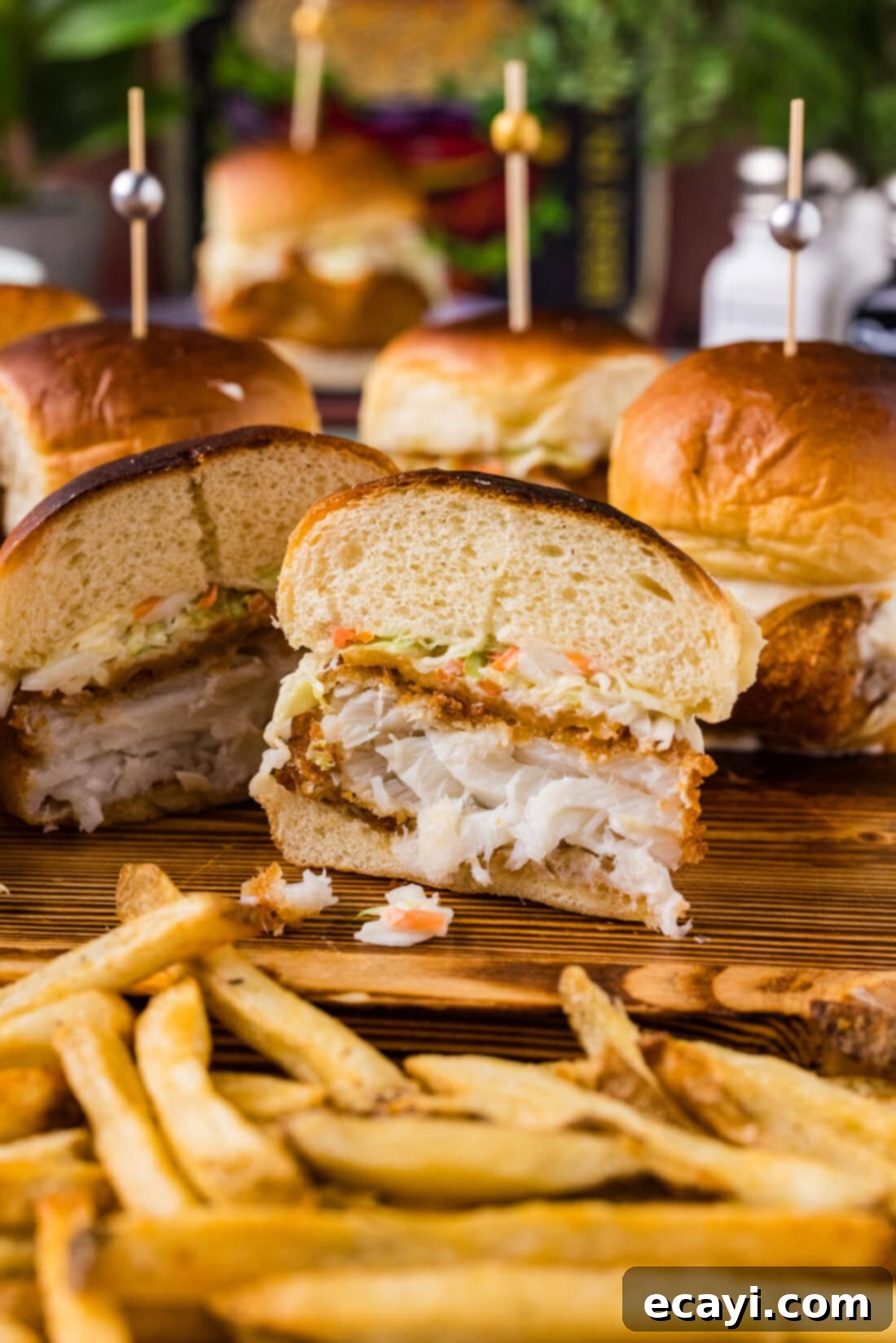 Crispy Fish Sliders 9 Fish Slider cut in half