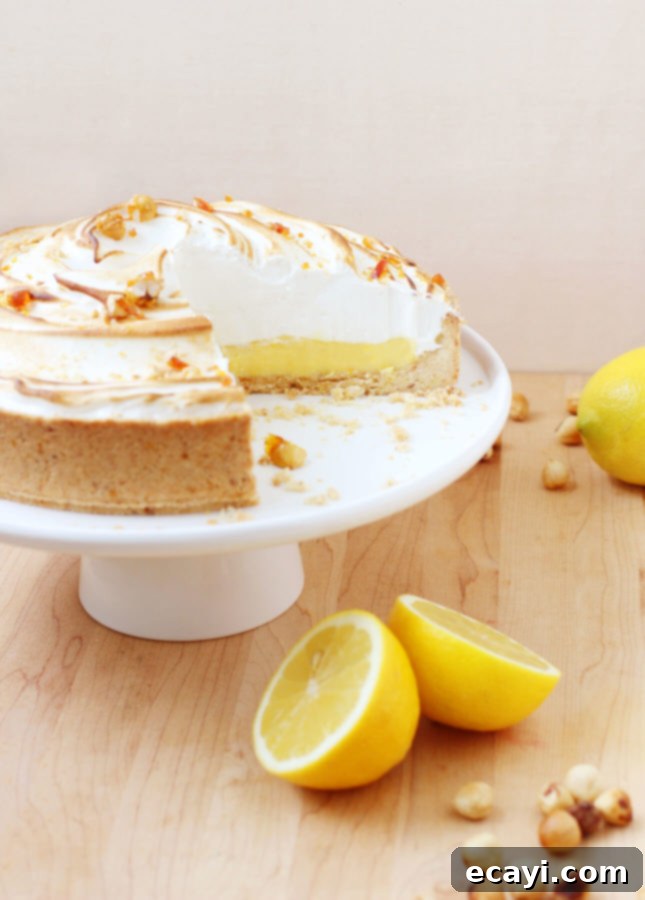 Ultimate Lemon Meringue Pie Simple Press-In Crust 8 How to Make a Perfect Lemon Meringue Pie: This Lemon Meringue Pie recipe will create a truly memorable dessert: the easy, cookie-like hazelnut crust combined with the zesty filling and creamy Italian meringue will delight all fans of this classic dessert. Helpful tips and how-to video included! // FoodNouveau.com