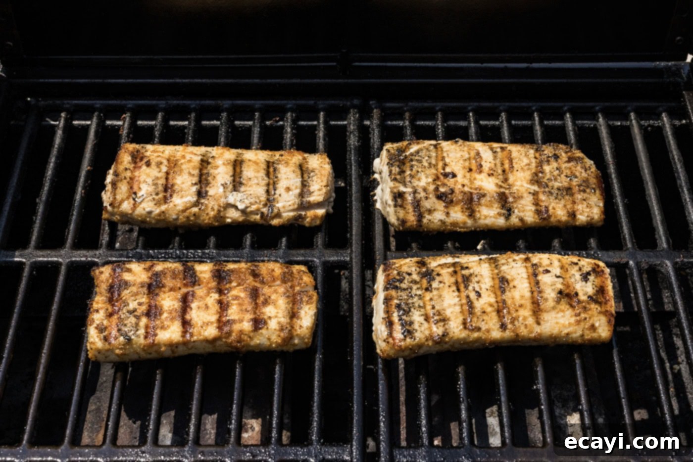 Succulent Grilled Mahi Mahi 9 cooked mahi mahi filets with grill marks