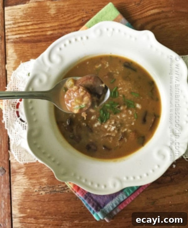 Hearty Woodland & Farmhouse Wild Rice Soup 4 Sausage Mushroom & Wild Rice Soup, Amanda's Cookin'