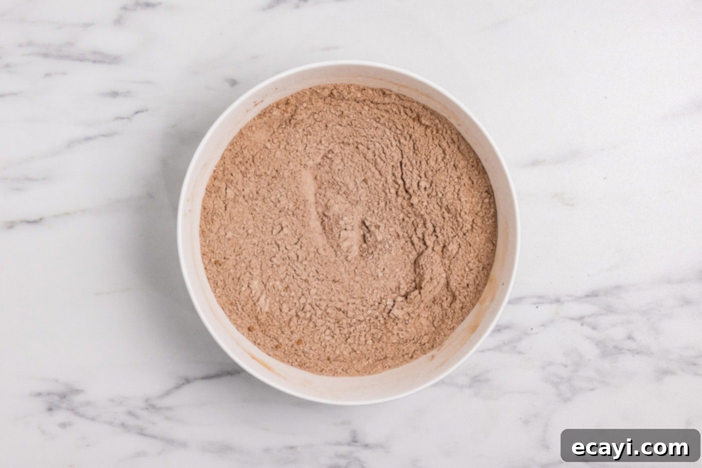 Hidden Veggie Fudge 6 Bowl of flour, cocoa powder, baking soda, and salt whisked together