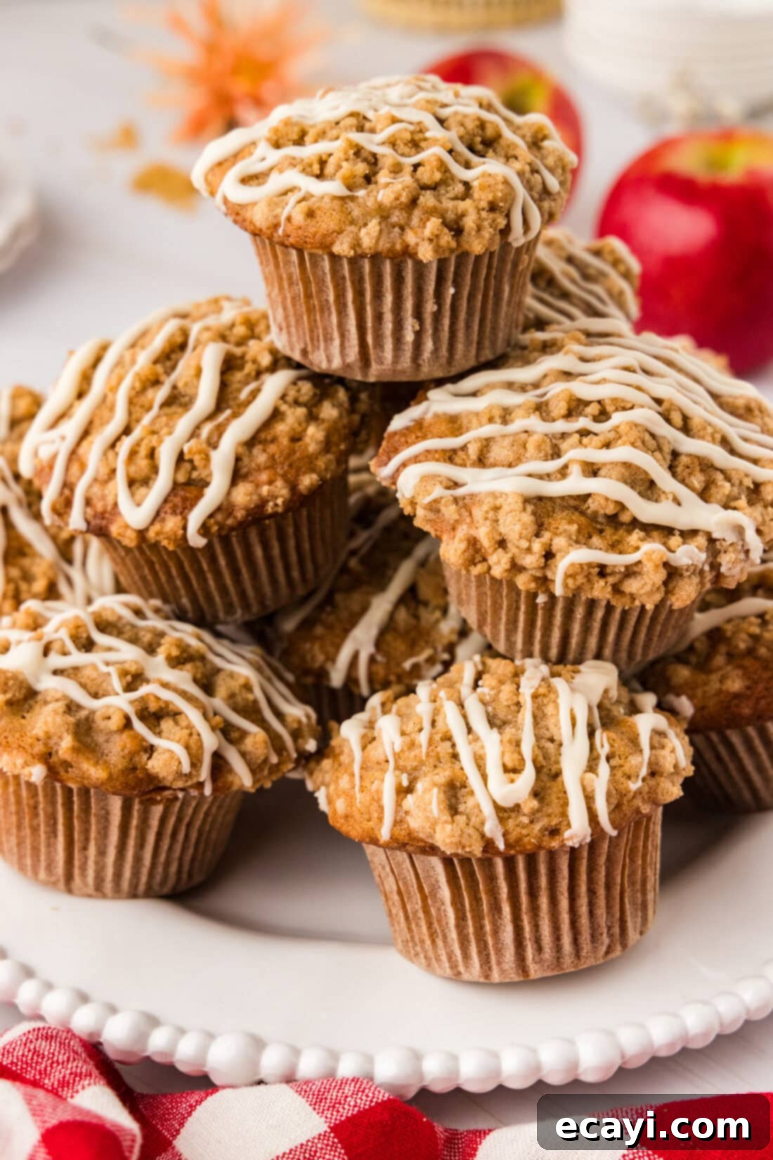 Spiced Apple Muffins 2 Pile of Apple Muffins on a  plate
