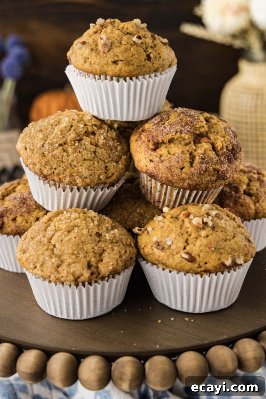 Golden Harvest Pumpkin Banana Muffins 2 Pile of perfectly baked Pumpkin Banana Muffins, rich in fall spices and flavor