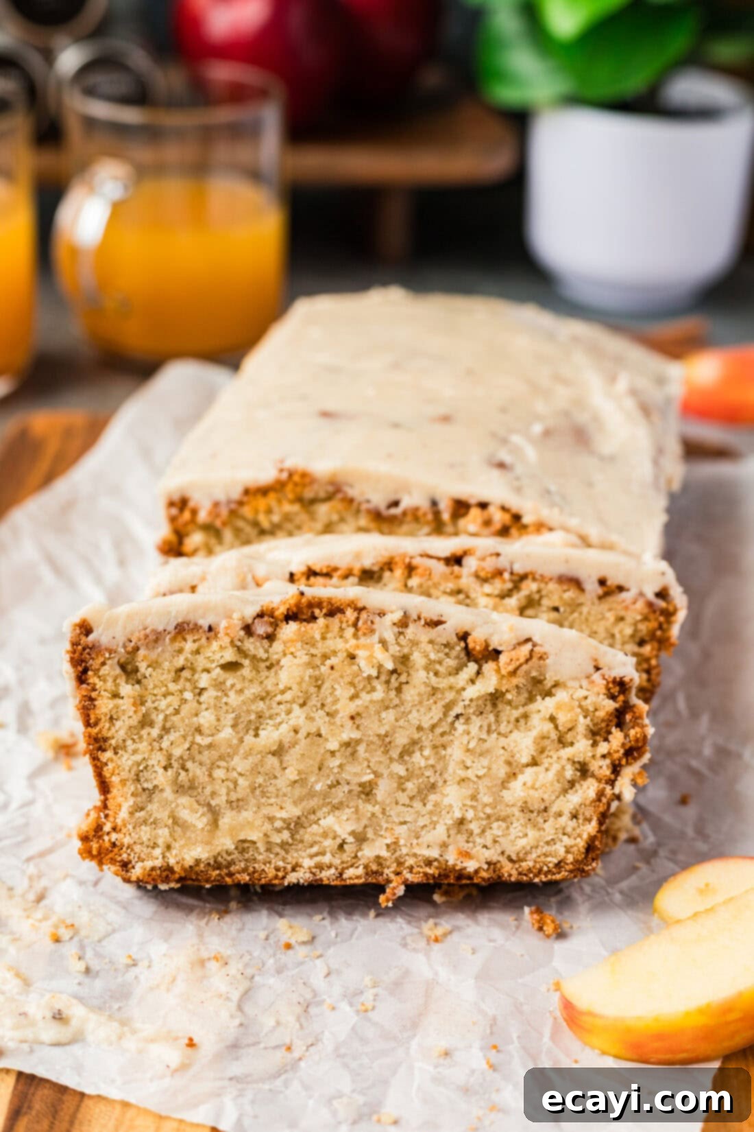 Spiced Apple Cider Pound Cake 2 Apple Cider Pound Cake cut into slices, showcasing its moist texture and rich color.