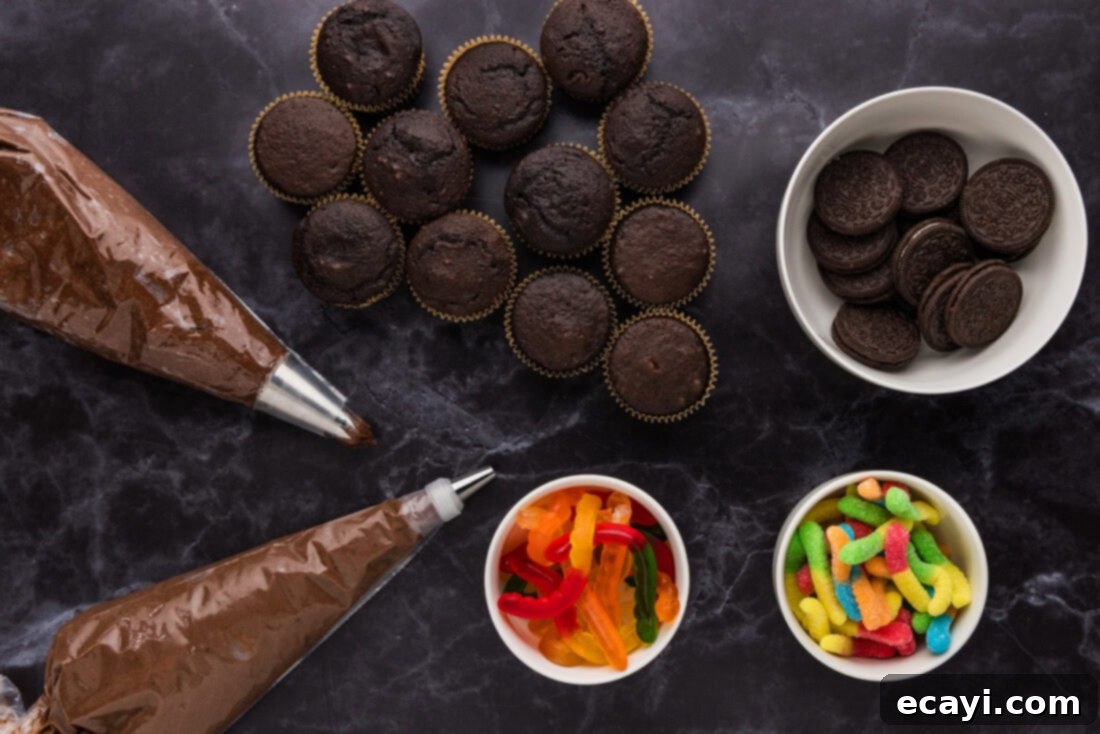 Graveyard Crumble Cups 4 Ingredients for Halloween Dirt Cupcakes