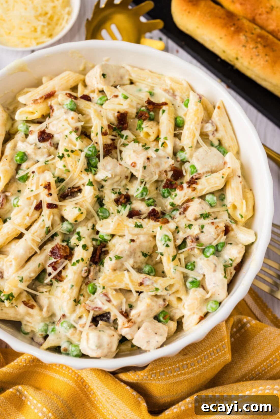 Luscious Chicken Carbonara 2 Close up photo of a bowl of Chicken Carbonara