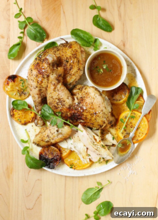 Golden Citrus Spatchcock Chicken 2 Spatchcocked Chicken with Lemons and Oranges // FoodNouveau.com