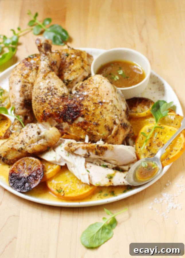 Golden Citrus Spatchcock Chicken 4 Spatchcocked Chicken with Lemons and Oranges // FoodNouveau.com