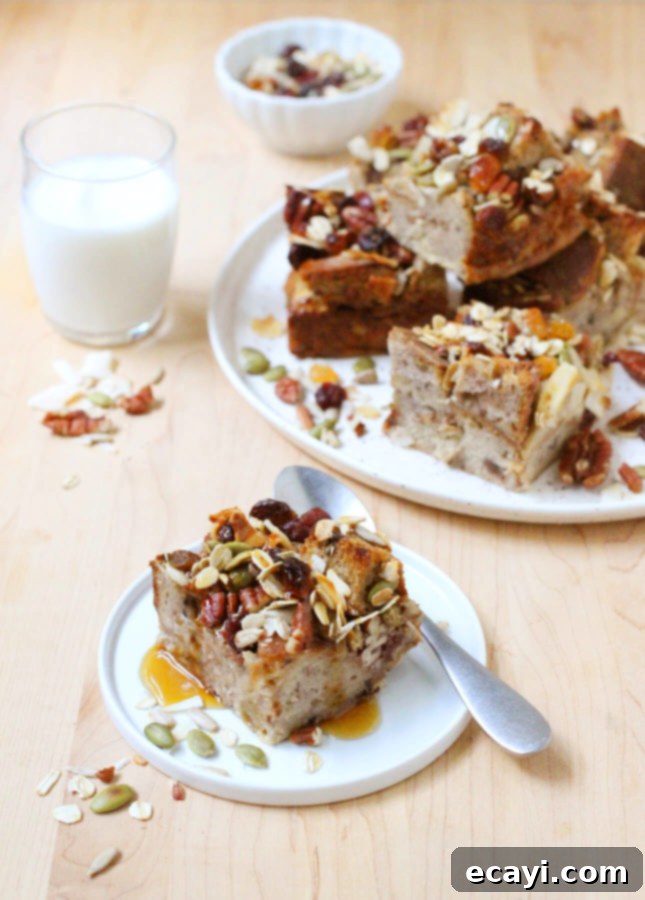 Overnight Granola Breakfast Pudding 2 Make-Ahead Granola Breakfast Bread Pudding // FoodNouveau.com