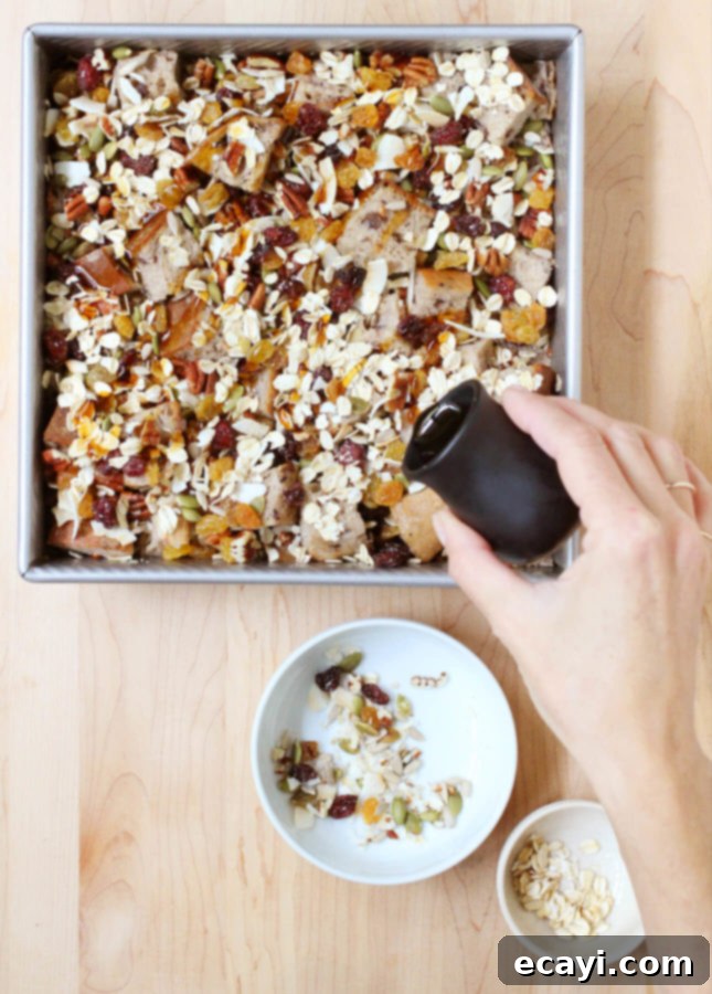Overnight Granola Breakfast Pudding 4 Make-Ahead Granola Breakfast Bread Pudding // FoodNouveau.com