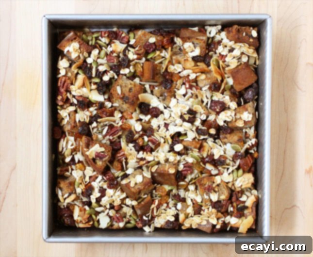 Overnight Granola Breakfast Pudding 5 Make-Ahead Granola Breakfast Bread Pudding // FoodNouveau.com