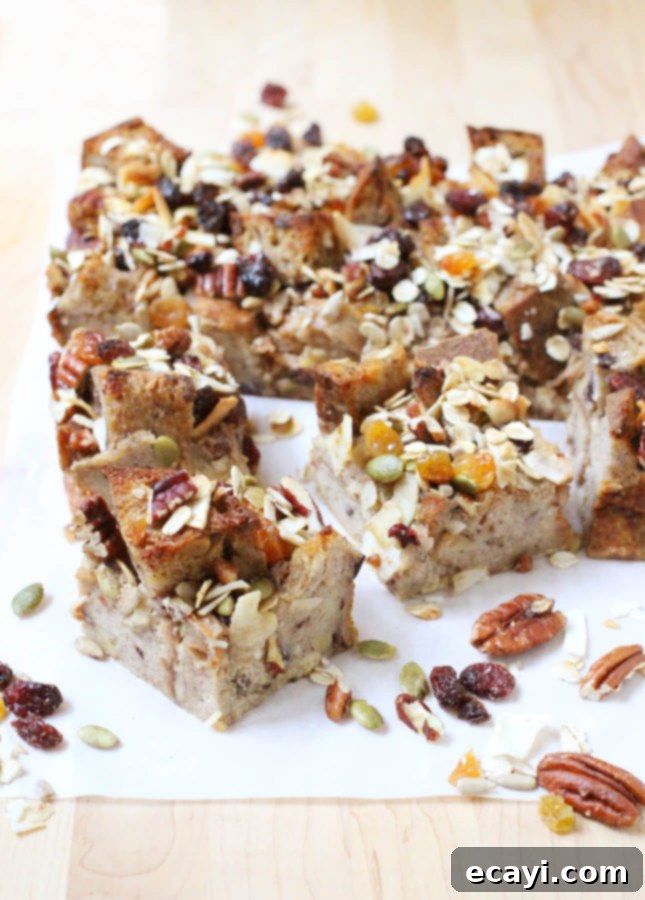 Overnight Granola Breakfast Pudding 6 Make-Ahead Granola Breakfast Bread Pudding // FoodNouveau.com