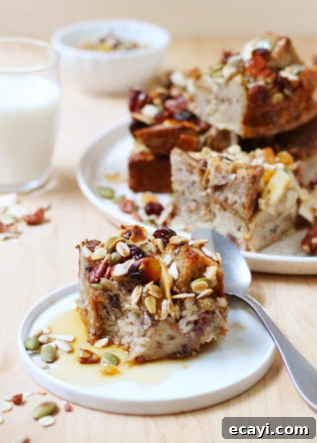 Overnight Granola Breakfast Pudding 7 Make-Ahead Granola Breakfast Bread Pudding // FoodNouveau.com