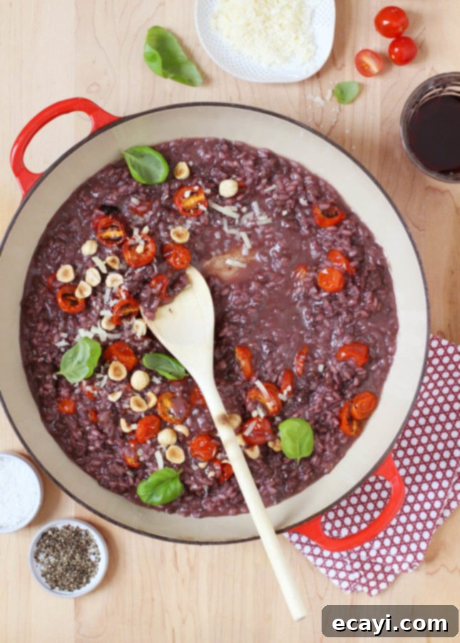 Savory Sausage Risotto with Red Wine and Blistered Cherry Tomatoes 2 Broiled Cherry Tomato, Sausage, and Red Wine Risotto // FoodNouveau.com