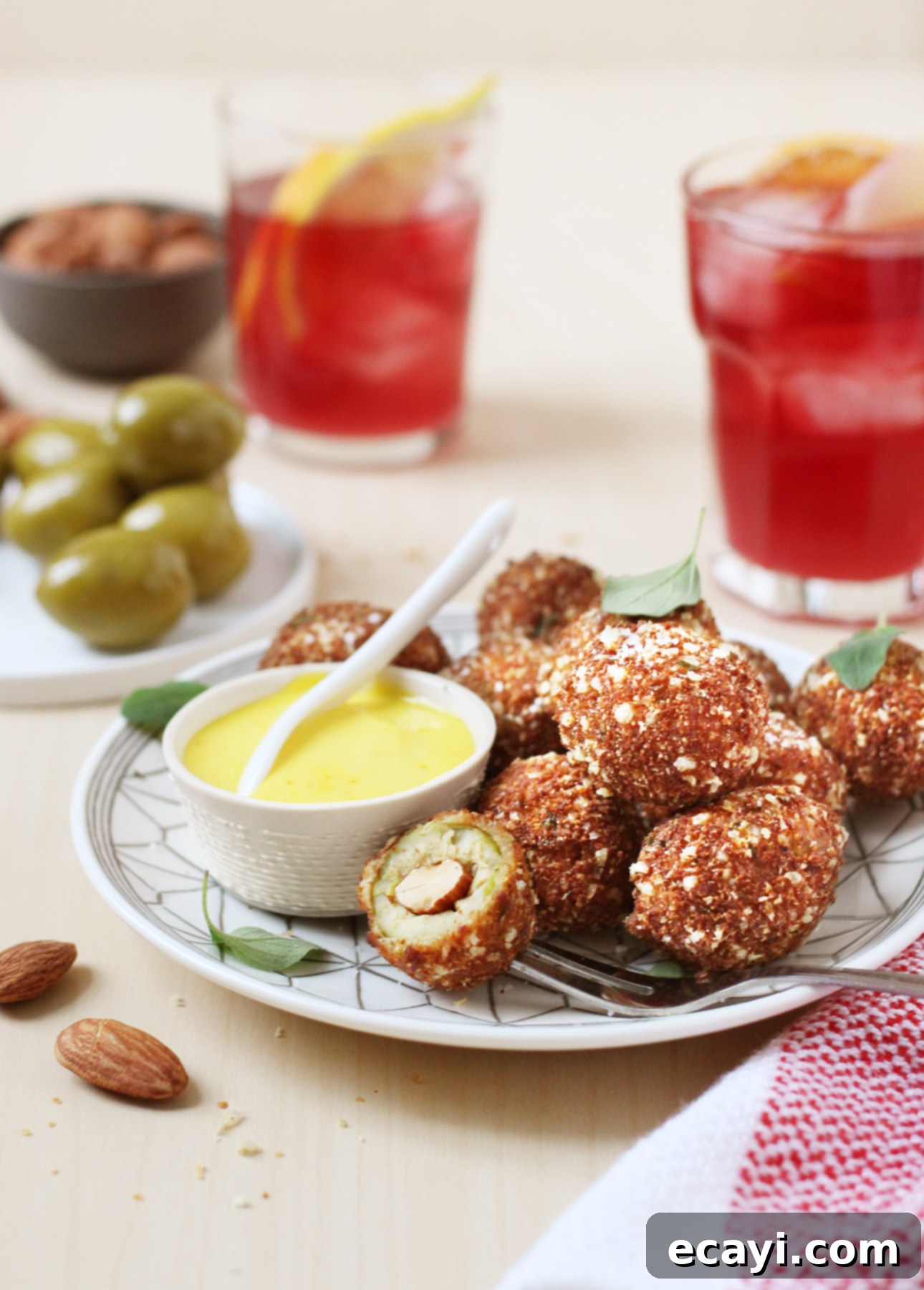Golden Fried Olives with Saffron Aioli 2 Fried Olives with Saffron Aïoli // FoodNouveau.com