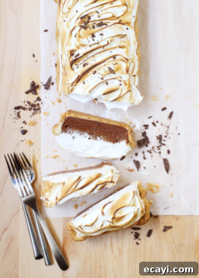 Decadent Chocolate Meringue Dream 2 Classic Chocolate Meringue Pie with a golden toasted meringue topping