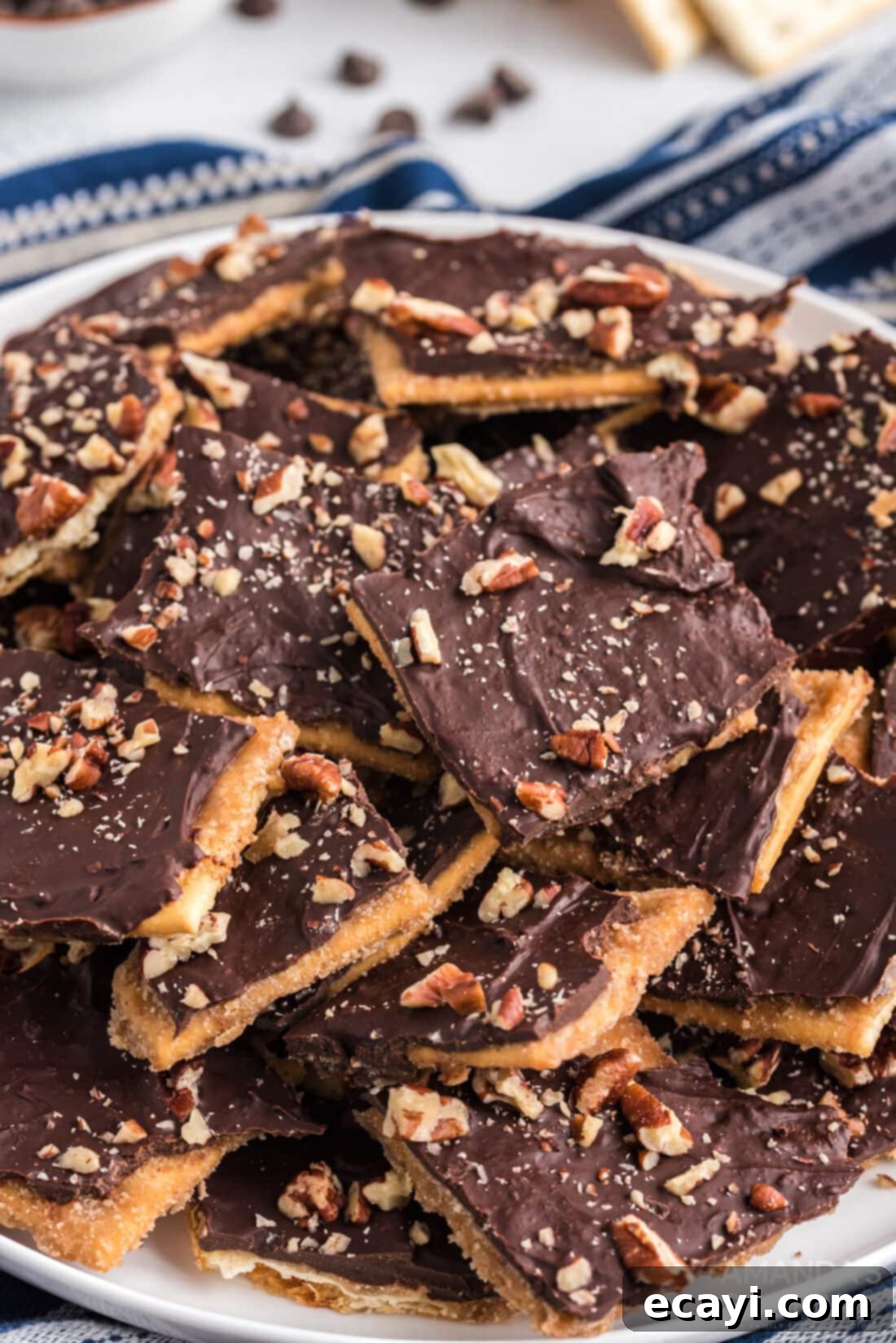 Salty Sweet Toffee Crunch 2 Saltine Toffee on plate