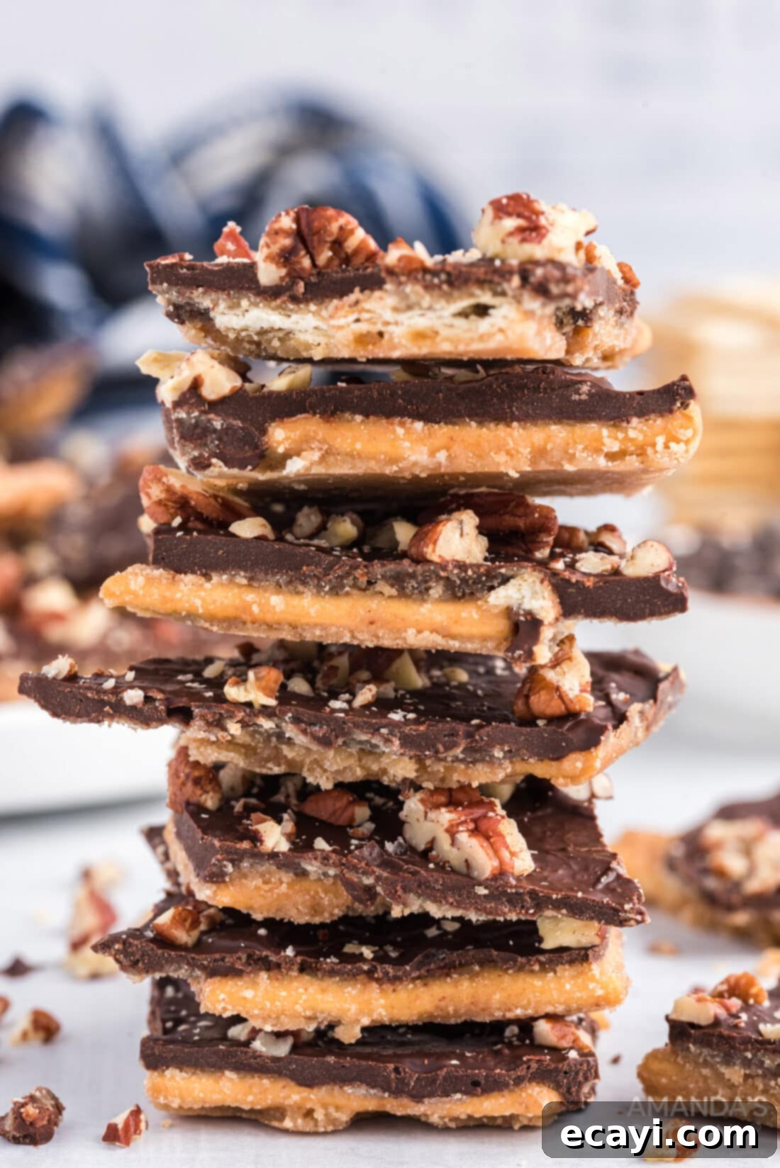Salty Sweet Toffee Crunch 3 stack of Saltine Toffee