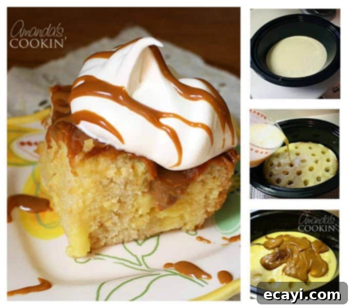 Dreamy Vanilla Slow Cooker Cake 3 Photos of the steps to make a vanilla dream crockpot cake.