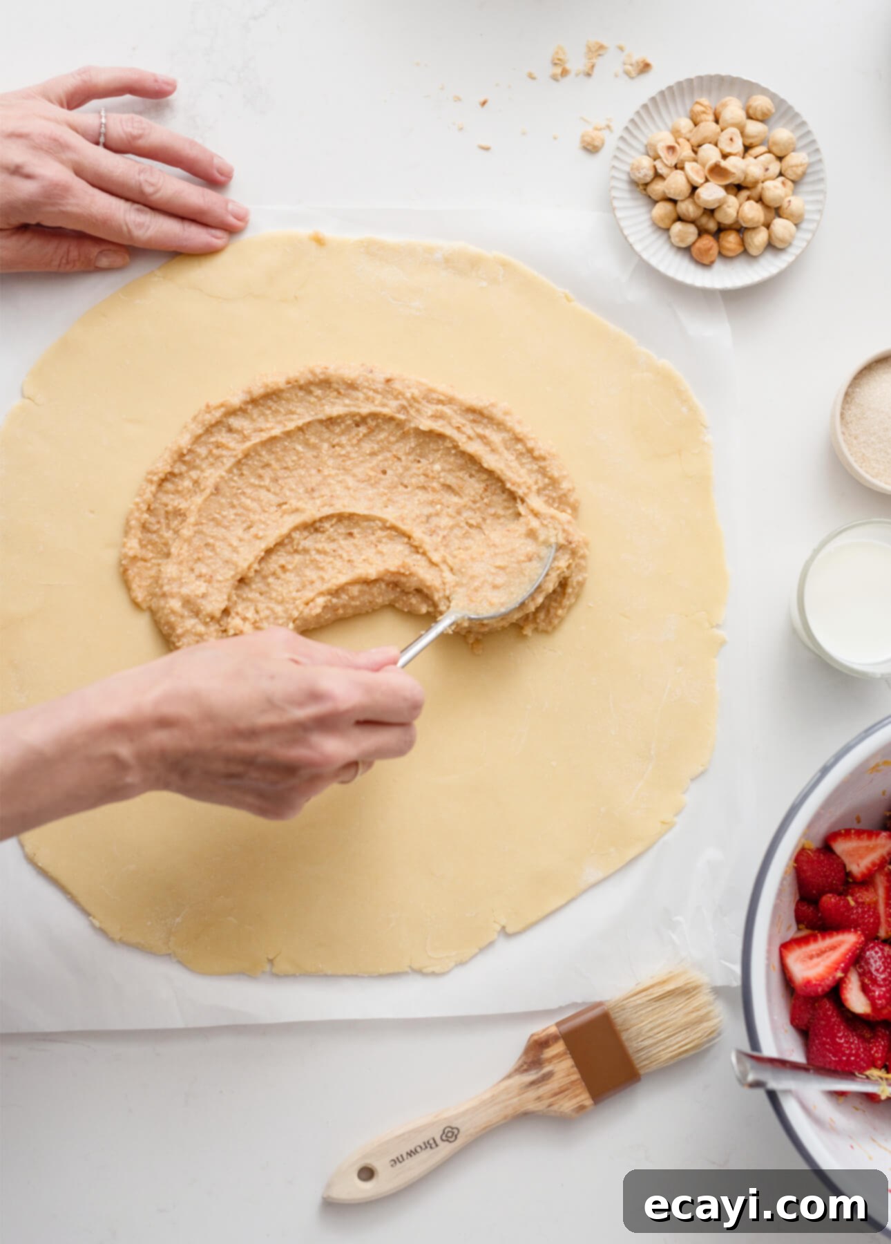Rustic Hazelnut Strawberry Galette 7 Hazelnut and Strawberry Galette // FoodNouveau.com
