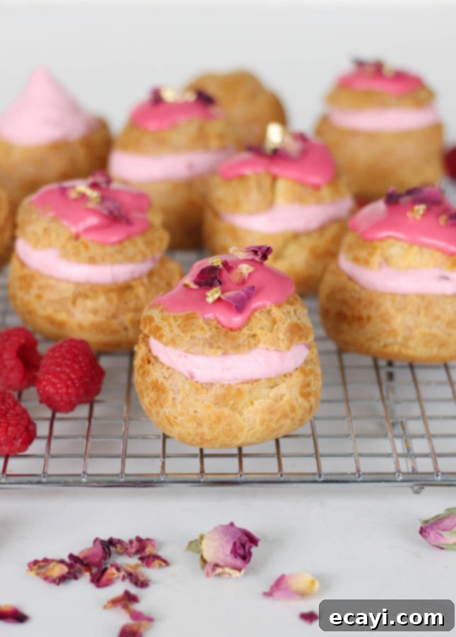 Raspberry Rose Cloud Puffs 9 Rose Raspberry Fool Cream Puffs // FoodNouveau.com