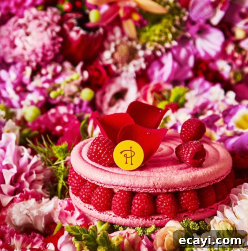 Creamy Raspberry Rose Gelato 3 The legendary Ispahan French macaron by pastry chef Pierre Hermé, featuring delicate raspberry and rose flavors, beautifully presented. // FoodNouveau.com