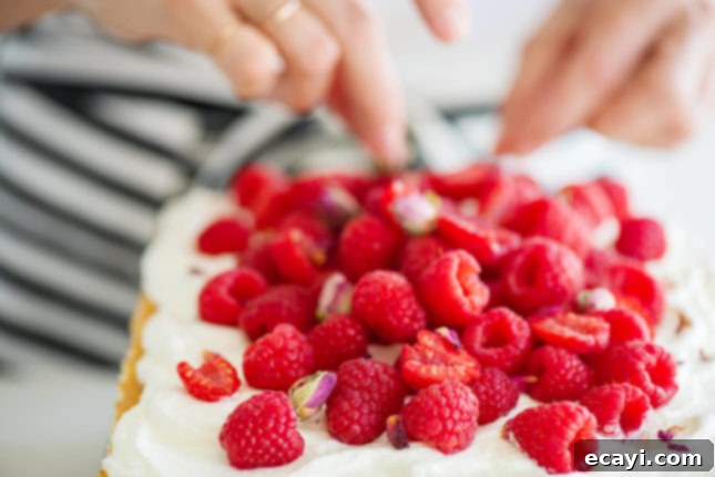 The Ultimate Easy Layered Sheet Cake 8 Close-up of fluffy layered cake with fresh berries and Chantilly cream filling