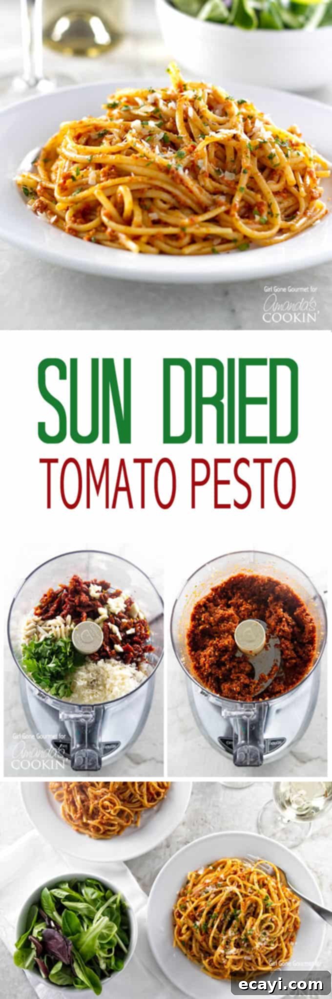 Sun-Kissed Tomato Pesto 6 Photos of sun-dried tomato pesto in a food processor.