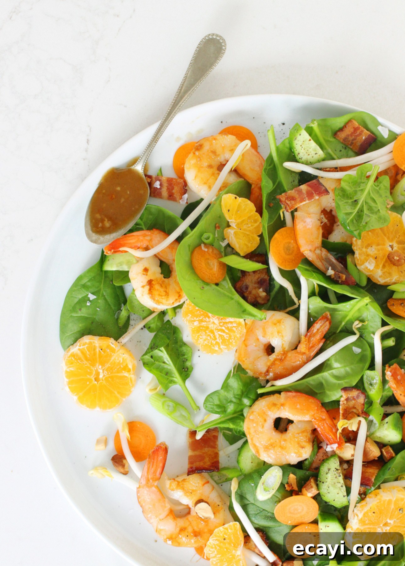 Marmalade Glazed Shrimp and Crispy Bacon Salad 4 Marmalade Shrimp and Bacon Salad ready to be served