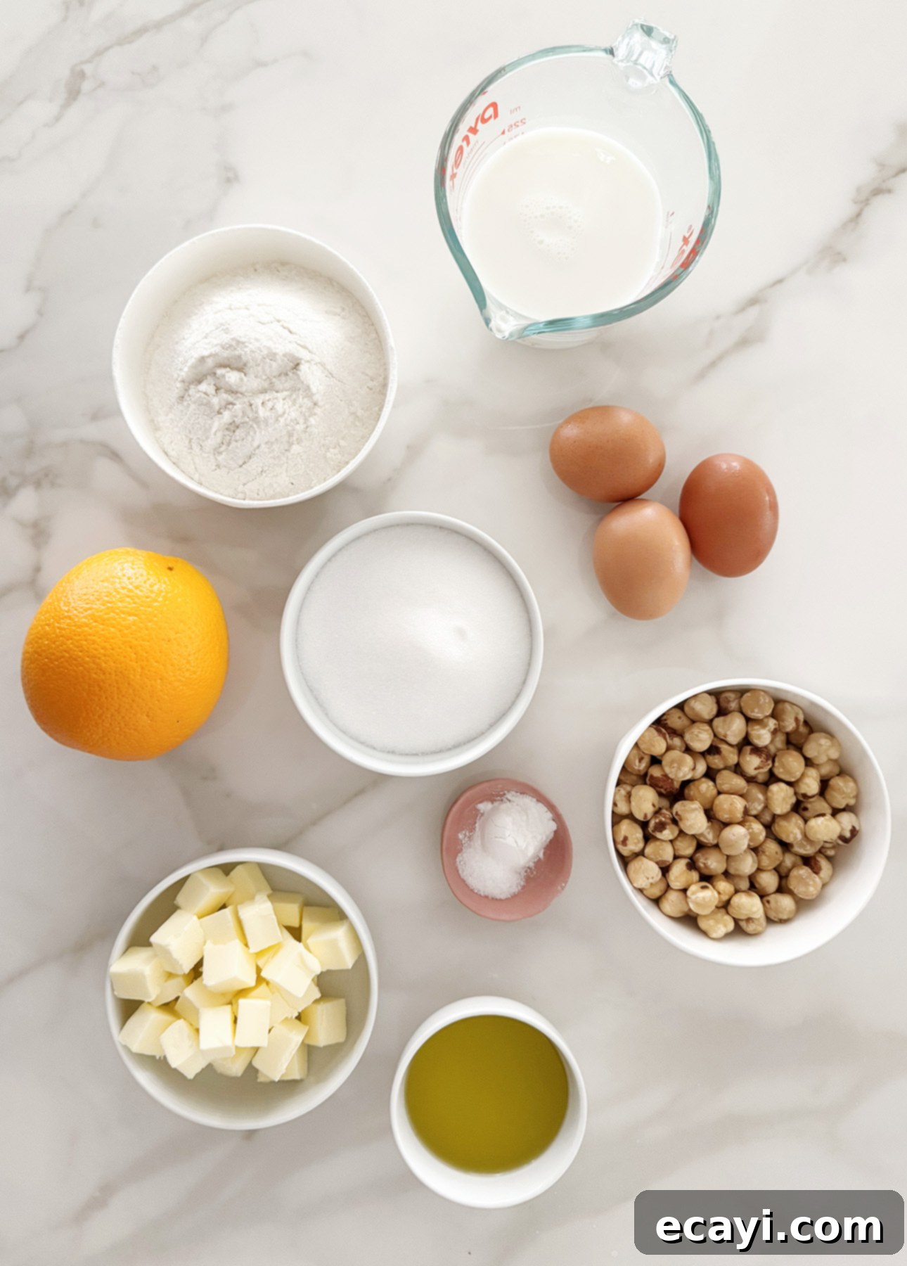 Classic Italian Hazelnut Torte 3 Ingredients for making Torta di Nocciole, an authentic Italian Hazelnut Cake