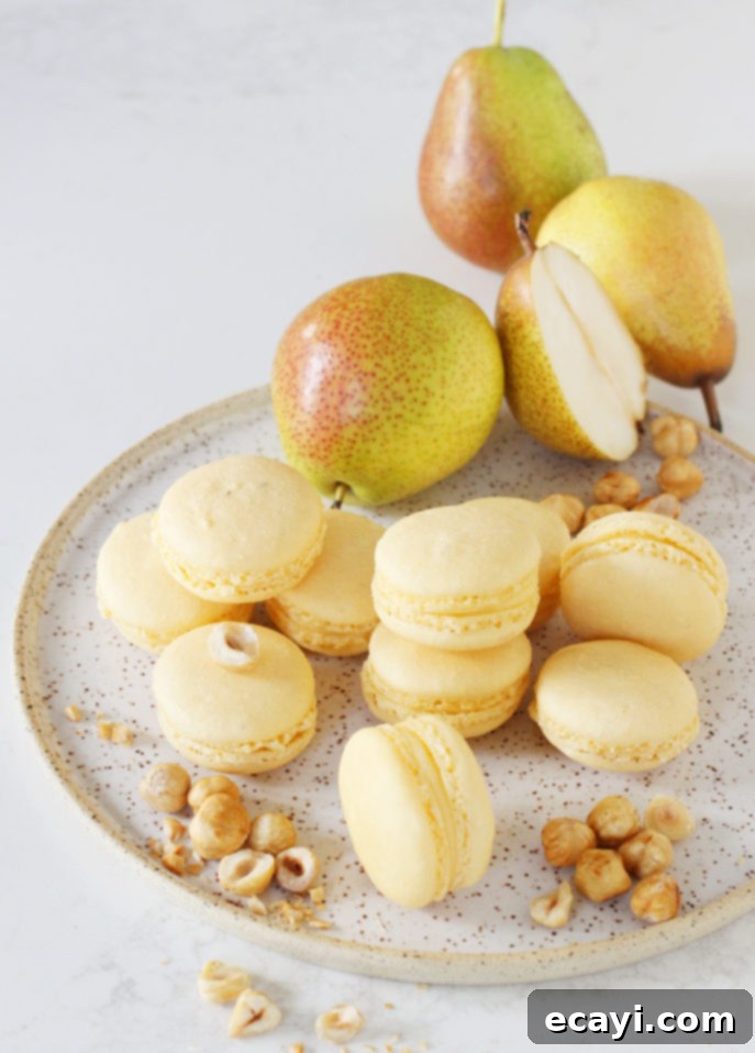 Artisan Hazelnut Pear Macarons 4 Hazelnut Pear French Macarons // FoodNouveau.com