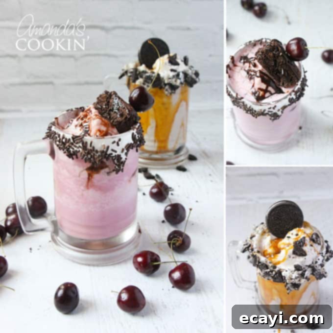 Freakshakes Wildly Indulgent Shakes 11 A dynamic collage of various freakshake creations, showcasing different styles and toppings, designed to inspire.